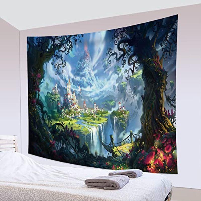 Qinunipoto タペストリー 童話的なお城 幻想 ファンタジー イラスト アート 絶景 風景 180x160cm インテリア アートポ Masanaka Store2 通販 Yahoo ショッピング