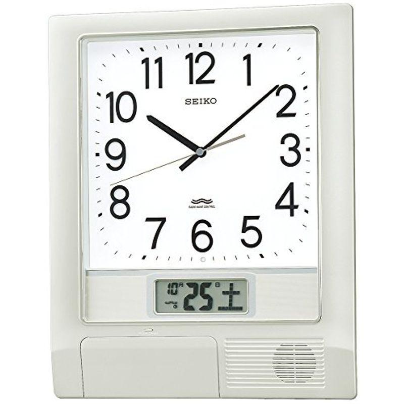セイコー　クロック　掛け時計　アナログ　電波　カレンダー　プログラム機能　液晶表示　メタリック　PT201S　銀色　SEIKO