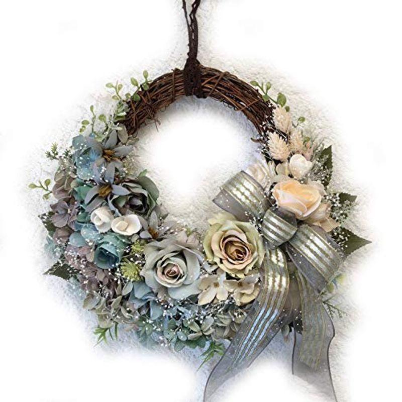 Lulu's ルルズ シャビーシックなハーフムーンリース アーティフィシャルフラワー ナチュラルリース サイズ:約φ25cm×7? シャビー