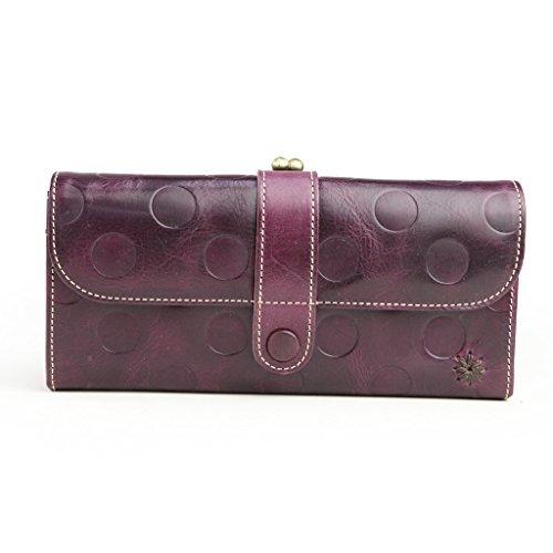 ラフラフ 外がま口 ドット ドット 型押し 外がま口 長財布 レディース レディースファッション パープル A