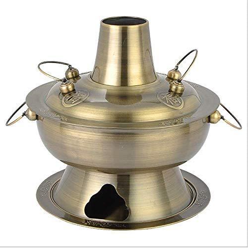 純銅製 しゃぶしゃぶ鍋 モンゴル鍋 古い北京の中国鍋銅、ステンレス鋼の伝統的な木炭温水スープスチーム鍋キッチンツール調理器具 (Color : #1 Size : 34CM)