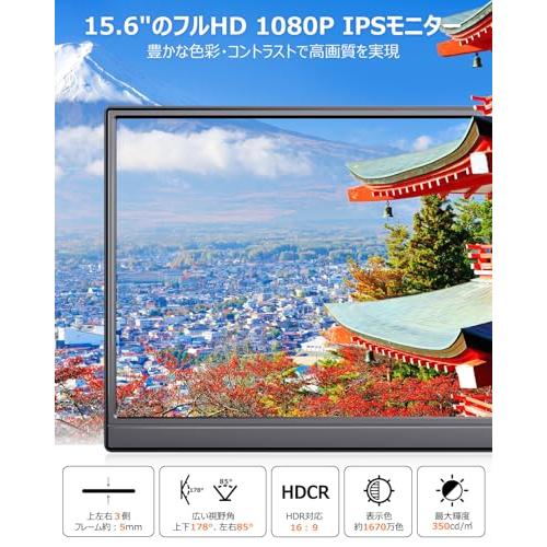 モバイルモニター 15.6インチ フルHD スタンド型　保護カバー付　薄型 軽量 IRIS OHYAMA モバイルモニター スタンドカバー 15.6 モバイル
