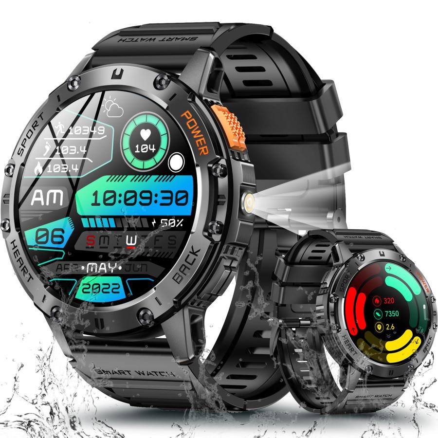 スマートウォッチ 2024革新モデル 軍用規格防水防塵耐衝撃1.43