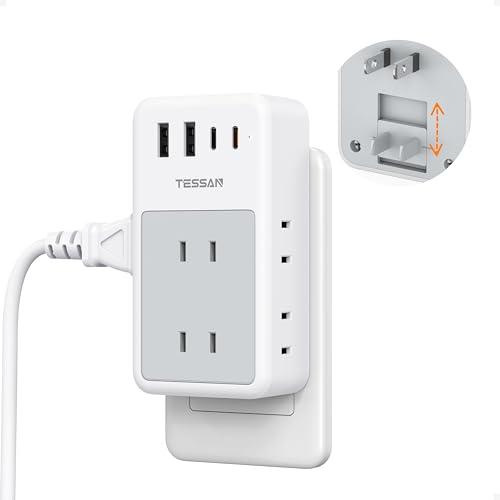 電源タップ usb付き コンセントタップ 雷ガード 6個AC口 4USBポート（2
