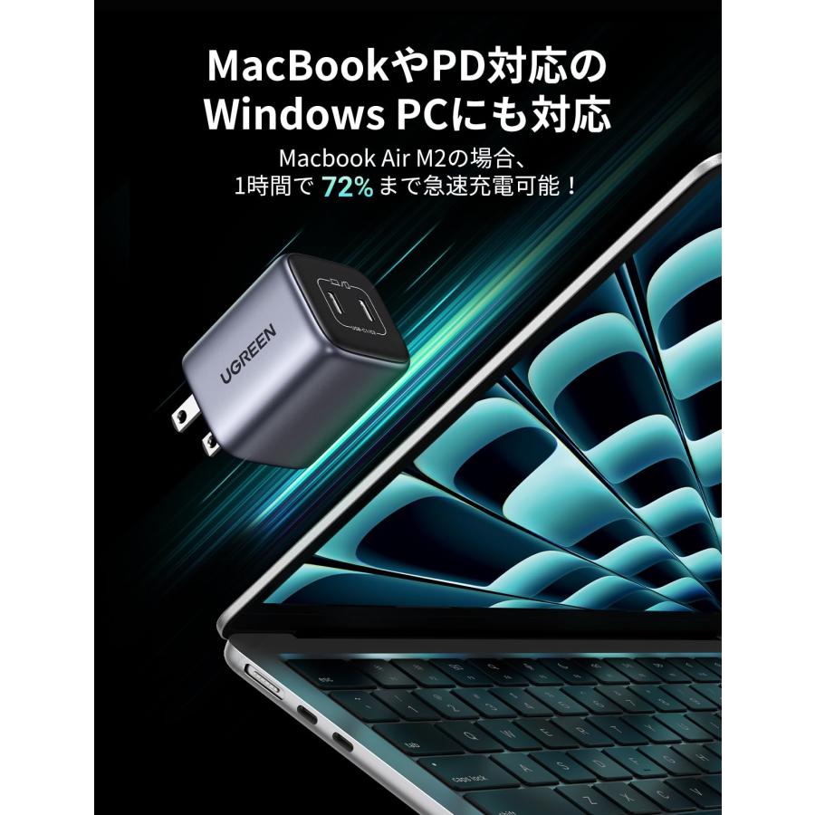 UGREEN Nexode Mini 45W 充電器 USB-C 2ポート PD&PPS高速充電対応
