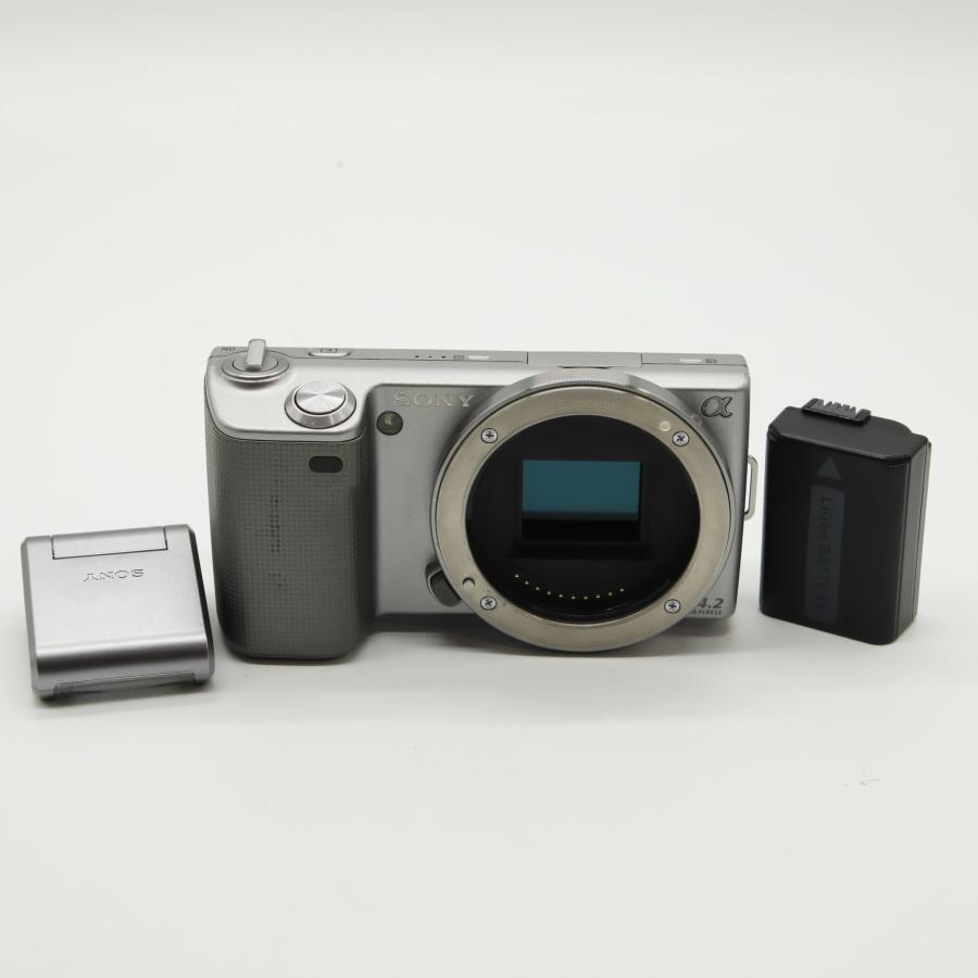 並品】SONY ミラーレス一眼 α NEX-5ボディ カラー：シルバー 
