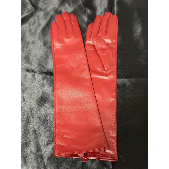 赤色○メンズ本革手袋 羊革50cm ロンググローブ 通勤 パーティ