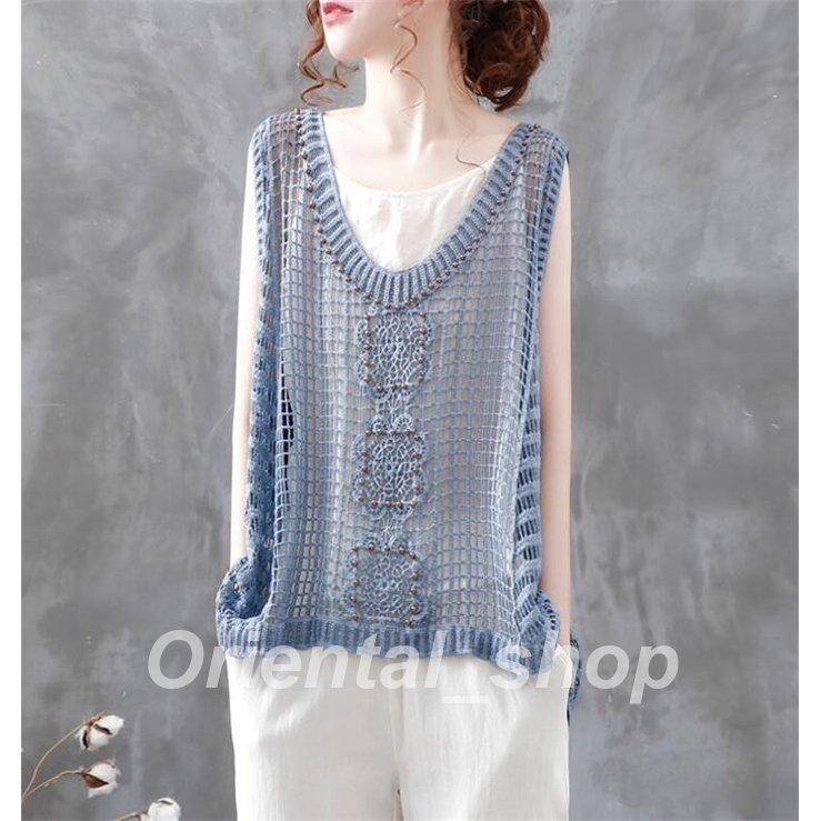 本物 ベスト レディース ニット サマーベスト 彫り サマーニット メッシュ おしゃれ ノースリーブ 薄手 Aynaelda Com