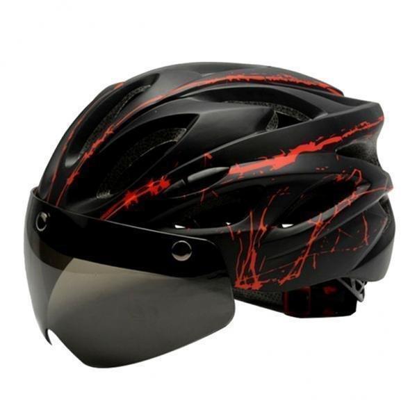 4大人用自転車用ヘルメット女性用男性用自転車用ヘルメット 磁気ゴーグル付きブラックレッド 正規品