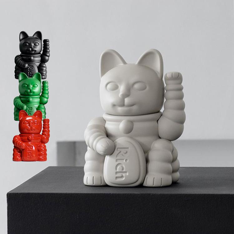招き猫 ラッキー猫 オシャレ インテリア おしゃれ 単色ネコ ねこ ラッキーキャット 置物 風水 飾り 玄関 お金 金運 リッチ プレゼント ギフト 雅美良品 通販 Paypayモール