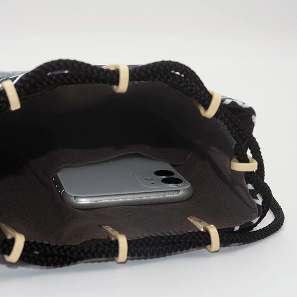 合切袋 手ぬぐい生地 かち色 間瀬織布工場オリジナル柄 祭り用品 和装