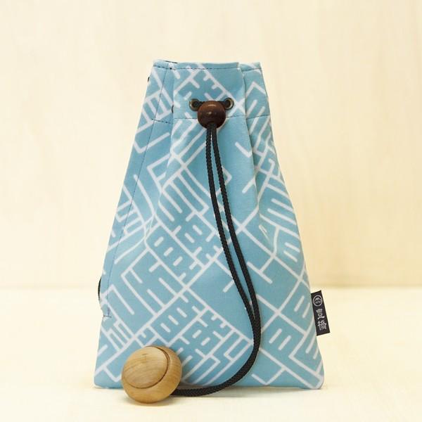 腰下げ巾着 01 手拭い生地 水色 巾着 祭用品 祭り袋 小物入れ スマホ