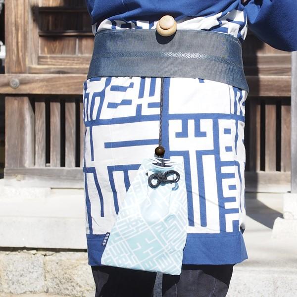 腰下げ巾着 01 手拭い生地 水色 巾着 祭用品 祭り袋 小物入れ スマホ