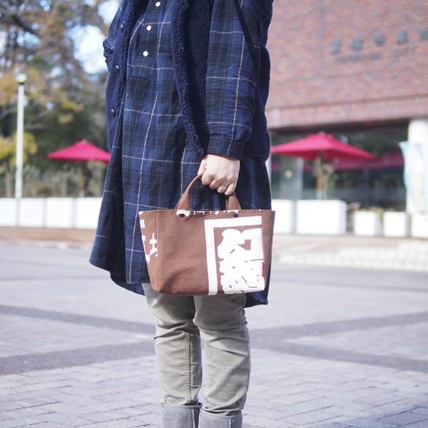 和柄 トートバッグ 02 帆前掛け 茶色 ミニトート 和風