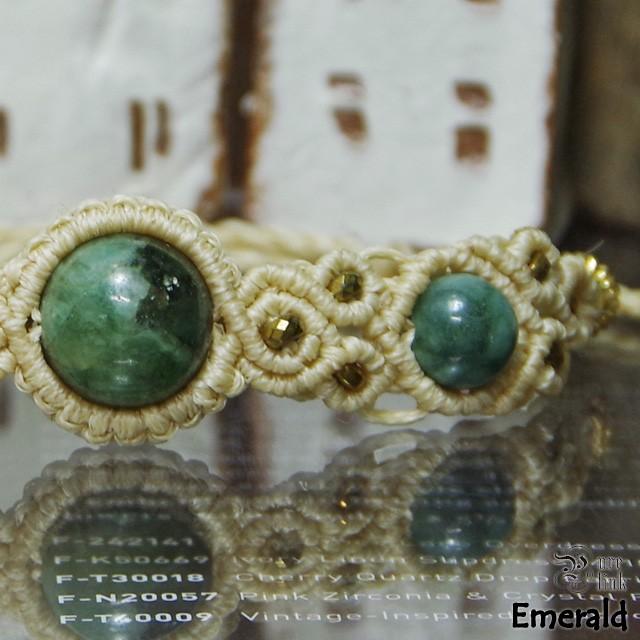 大天使ルシファーの緑魔石『エメラルド』マクラメ編ブレス :EmeraldMa 