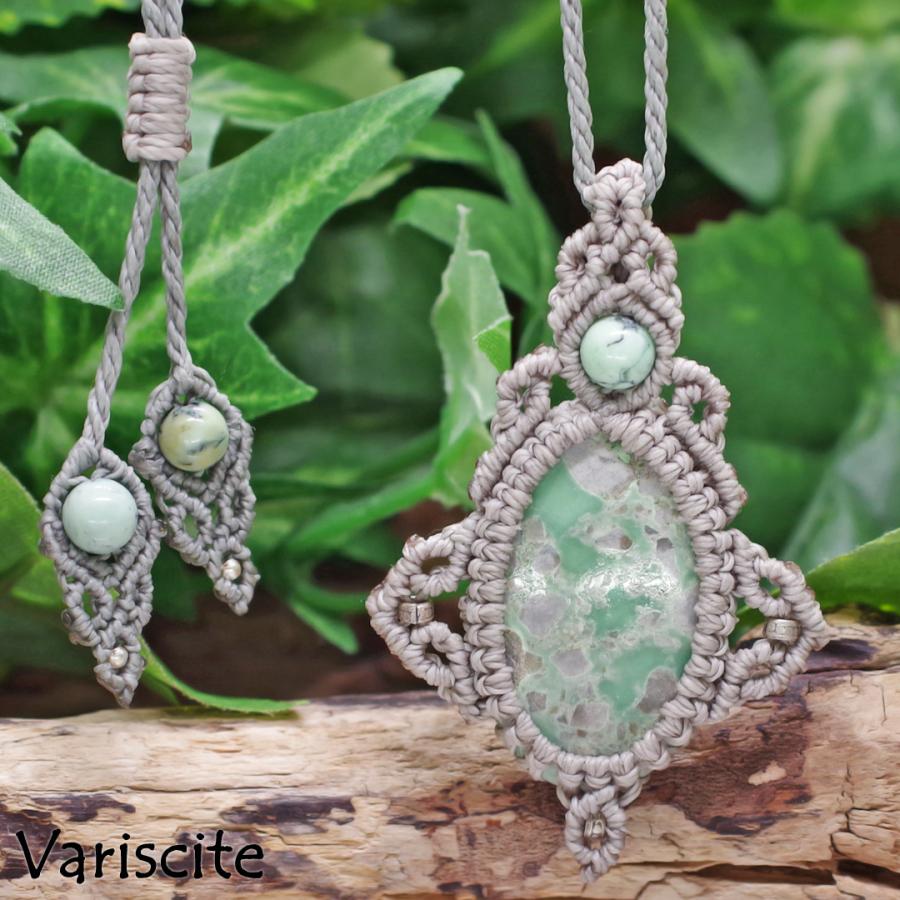 モルガナイト＆ムーンストーン＆バリサイト＆アクアマリンのマクラメ編みネックレス♡ モルガナイト＆ムーンストーン＆バリサイト＆アクアマリンのマクラメ