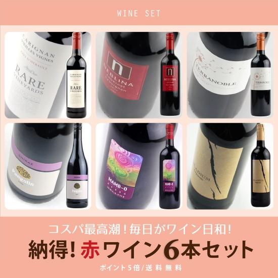 ポイント5倍! 酒宝庫MASHIMO “世界まる呑み” 納得! 赤ワイン6本セット 送料無料 | 