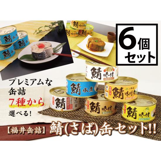福井缶詰 7種類から選べる！鯖さば缶6個セット 鯖缶 マーメイド印 送料無料 | 