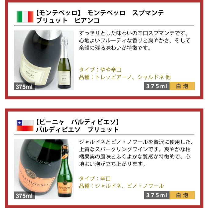 ワインセット セレクト スパークリング ワイン ハーフサイズ 6本セット 375ml ハーフボトル 泡 飲みきりサイズ |  | 05