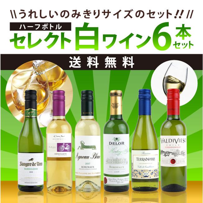 セレクト ハーフボトルワインセット 白ワイン 6本セット 375ml×6本 送料無料 | 