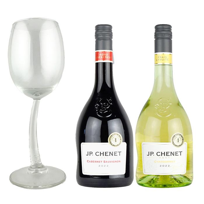 ワイン 赤白グラス付きセット JP.シェネクラシック カベルネソーヴィニヨン 750ml×1本＋JP.シェネクラシック シャルドネ 750m×1本 メーカー公式グラス1脚付 | 
