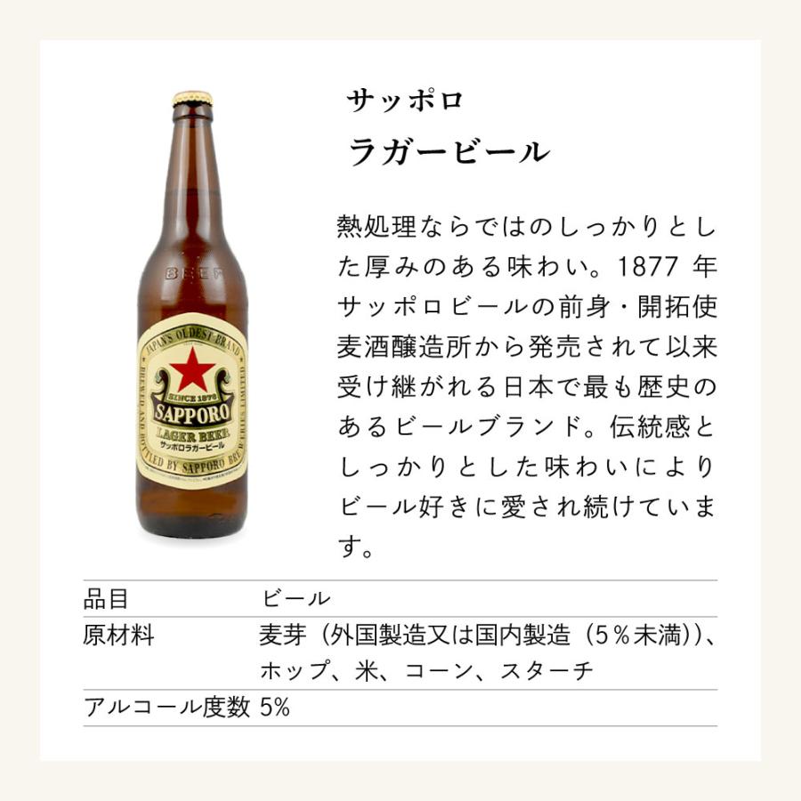 父の日 ギフト 瓶ビール サッポロ ラガー 大瓶 633ml瓶 6本 セット｜mashimo｜04