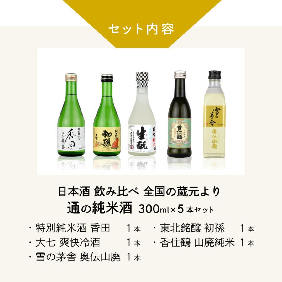 父の日 ギフト 日本酒 飲み比べ 全国の蔵元より 通の純米酒 300ml 5本セット雪の茅舎 奥伝山廃／大七 爽快冷酒／東北銘醸初孫／香住鶴 山廃純米／特別純米 香 |  | 02
