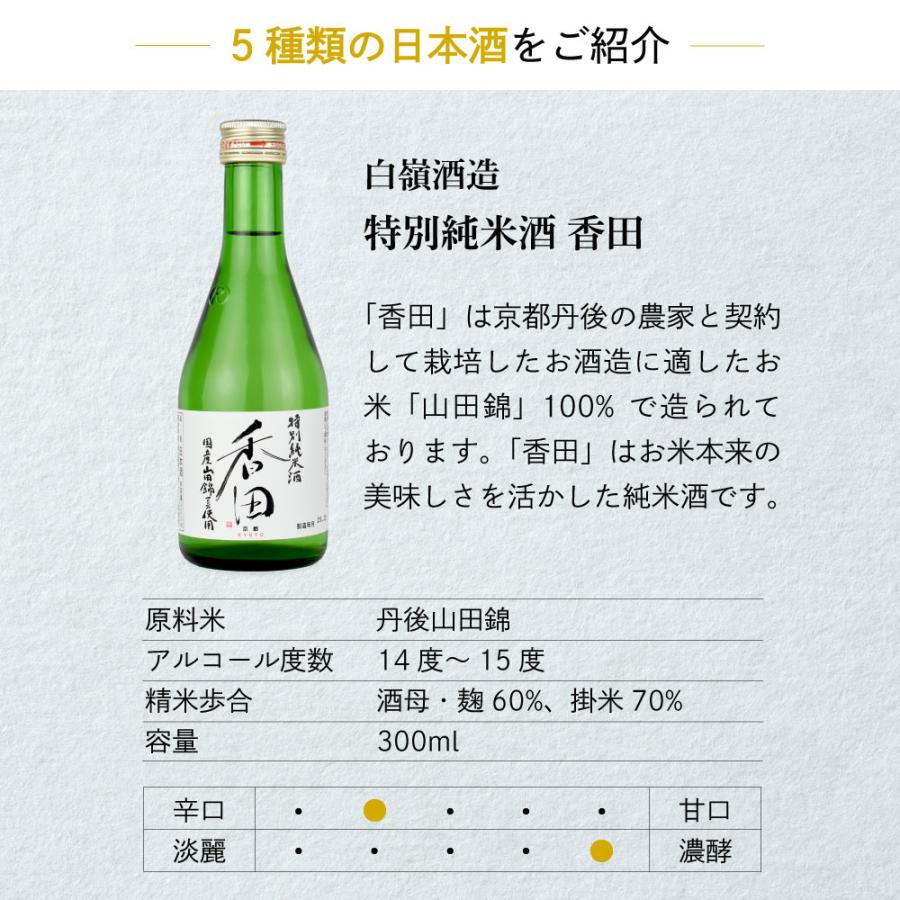 父の日 ギフト 日本酒 飲み比べ 全国の蔵元より 通の純米酒 300ml 5本セット雪の茅舎 奥伝山廃／大七 爽快冷酒／東北銘醸初孫／香住鶴 山廃純米／特別純米 香 |  | 03
