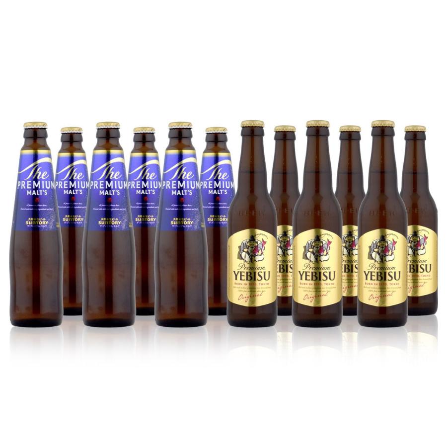 お中元 夏ギフト 瓶ビール小瓶12本セット サントリー ザ プレミアムモルツ 小瓶 × 6本 サッポロ エビス 小瓶 × 6本 334ml × 12本セット サマーギフト特集 |  | 01