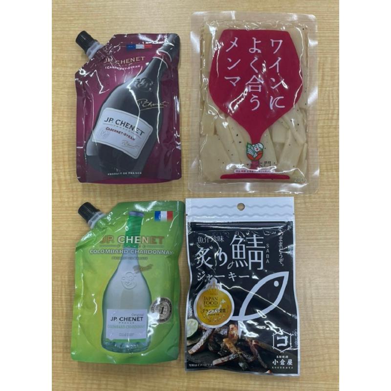 山と海のペアリングお試しセット 赤 ・白ワイン＆ワインによく合うメンマ、炙り鯖ジャーキー  ネコポス送料無料 | 