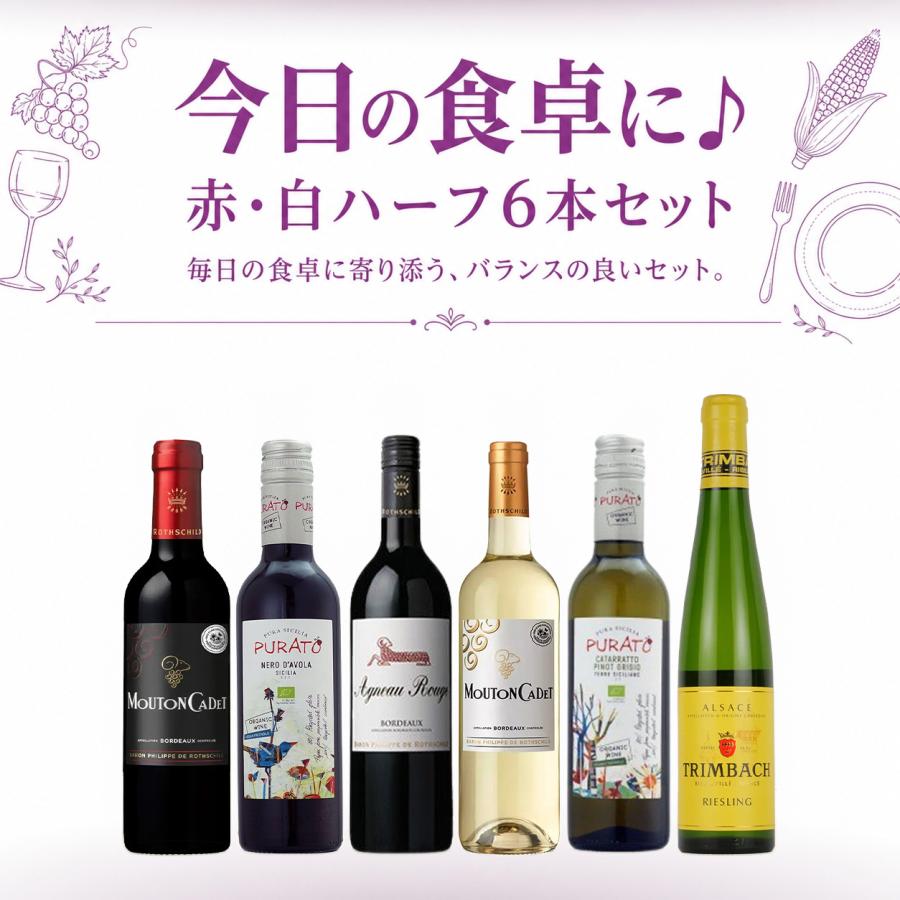 今日の食卓に♪ 赤・白ハーフ6本セット 今日はどれにしよう？ ワインセット シリーズ 赤 白 送料無料 |  | 01