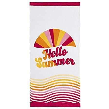 【一部予約販売】 Mudd 100% Cotton Printed Beach Towel 28 x 58 Inch, Hello Summer Print【並行輸入品】 タオル
