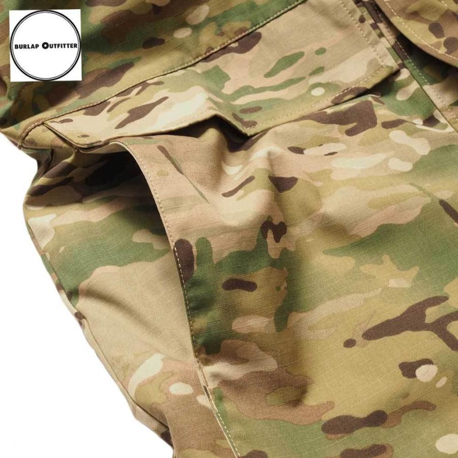 BURLAP OUTFITTER&frasl;バーラップアウトフィッター TRACK SHORT REFLECTIVE Cagoule Shirt - Olive Cotton Heavy Twill Plaid