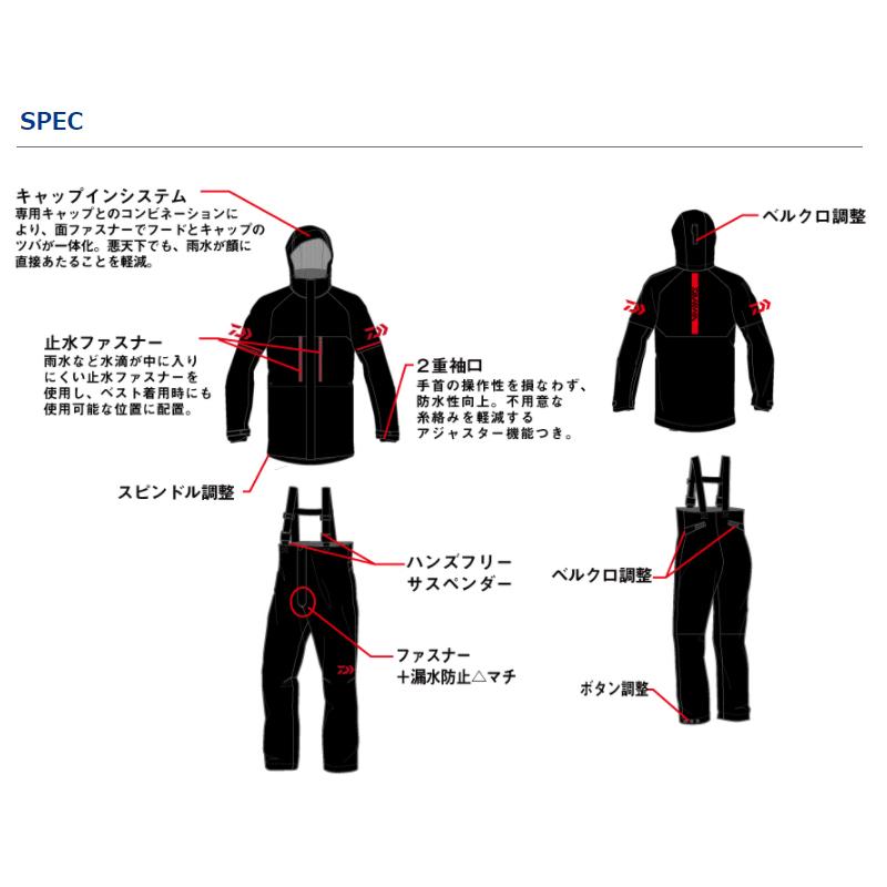 ダイワ DR-9008 PVCオーシャンサロペットレインスーツ 3XL ダークネイビー ダイワ 3XL ダークネイビー 表地 ナイロン ポリ塩化ビニル ポリ塩化ビニル防水加工