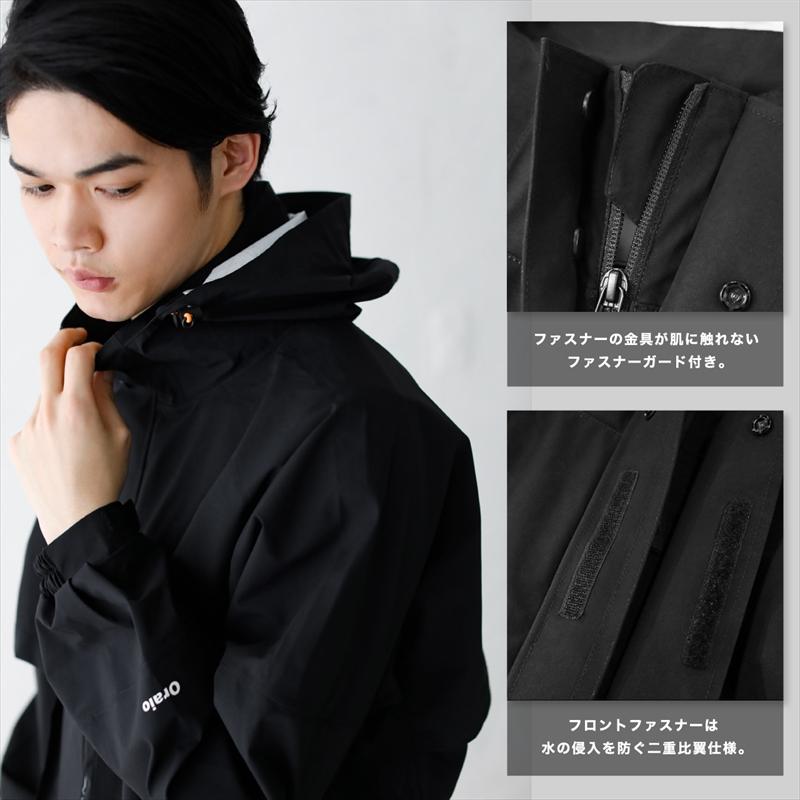 ウェア Oraio(オライオ) 2.5層 ウォータープルーフ ジャケット M ブラック_12