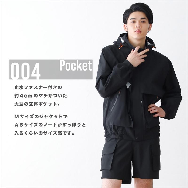 ウェア Oraio(オライオ) 2.5層 ウォータープルーフ ジャケット M ブラック_5