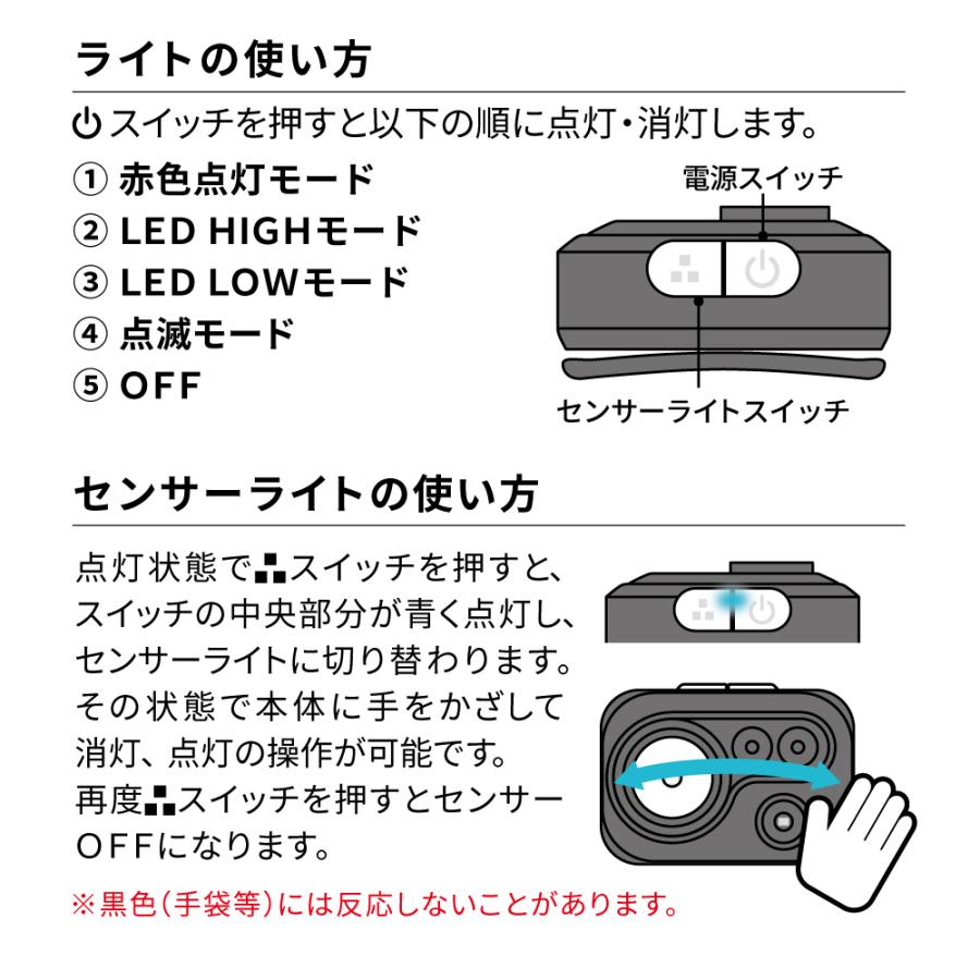 XOOX センサーLEDヘッドライト 充電式 : 釣具のマスタック - 通販