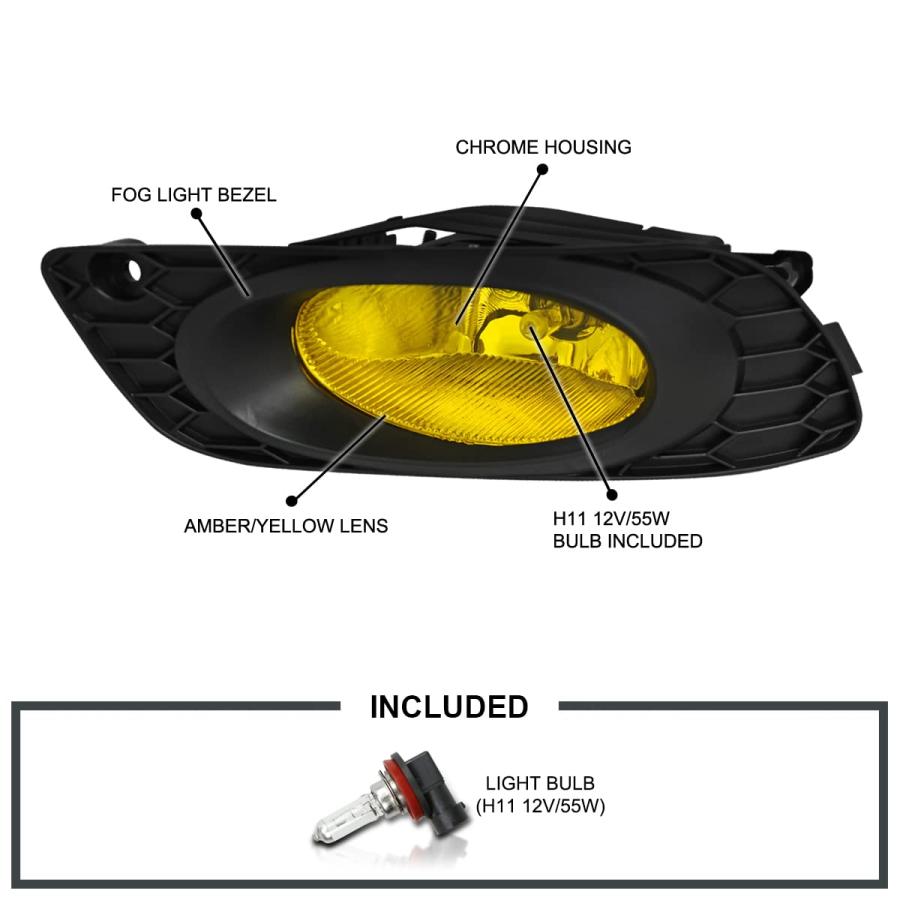 【並行輸入品】Spec D Tuning LF CV124AMOEM HZ ホンダ シビック 4dr セダン イエローバンパーフォグライト+スイの画像