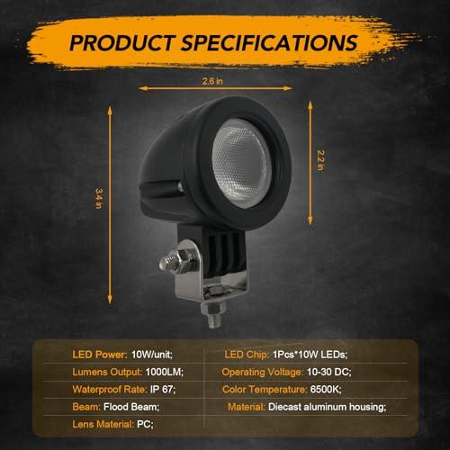 【並行輸入品】Audak オートバイ用フォグランプ LED 2インチラウンド 10W 2個 Audak 2Pcs 10W 2 Inch Rounの画像