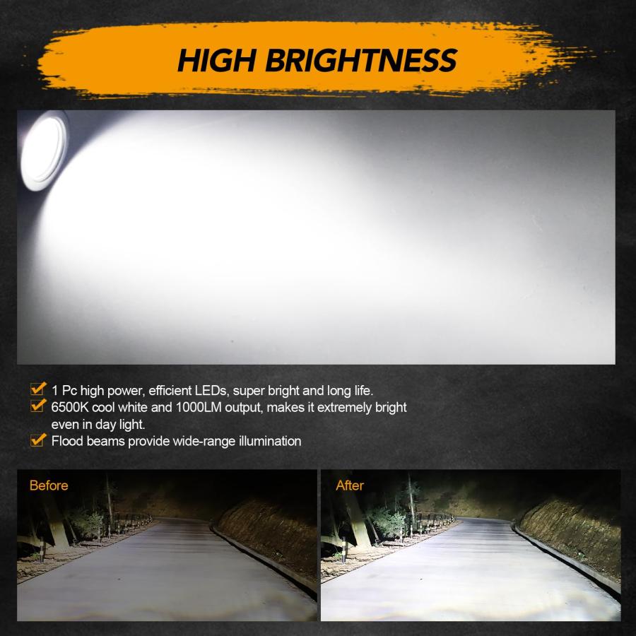 【並行輸入品】Audak オートバイ用フォグランプ LED 2インチラウンド 10W 2個 Audak 2Pcs 10W 2 Inch Rounの画像