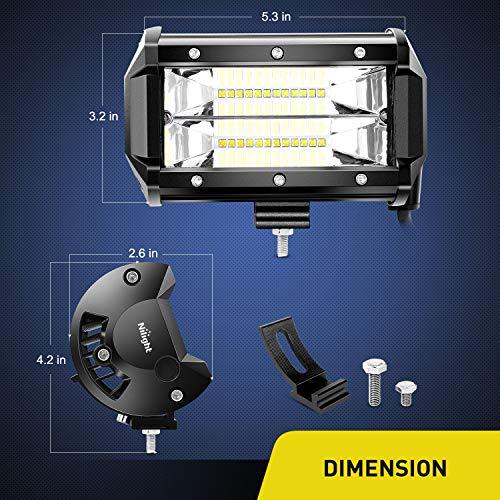 【並行輸入品】 Nilight 18001F B 2PCS 5Inch 72W Double Row Flood Bar 10800Lumens