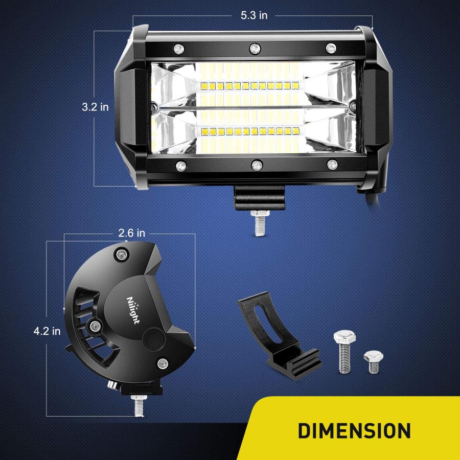 【並行輸入品】 Nilight 18001F B 2PCS 5Inch 72W Double Row Flood Bar 10800Lumens