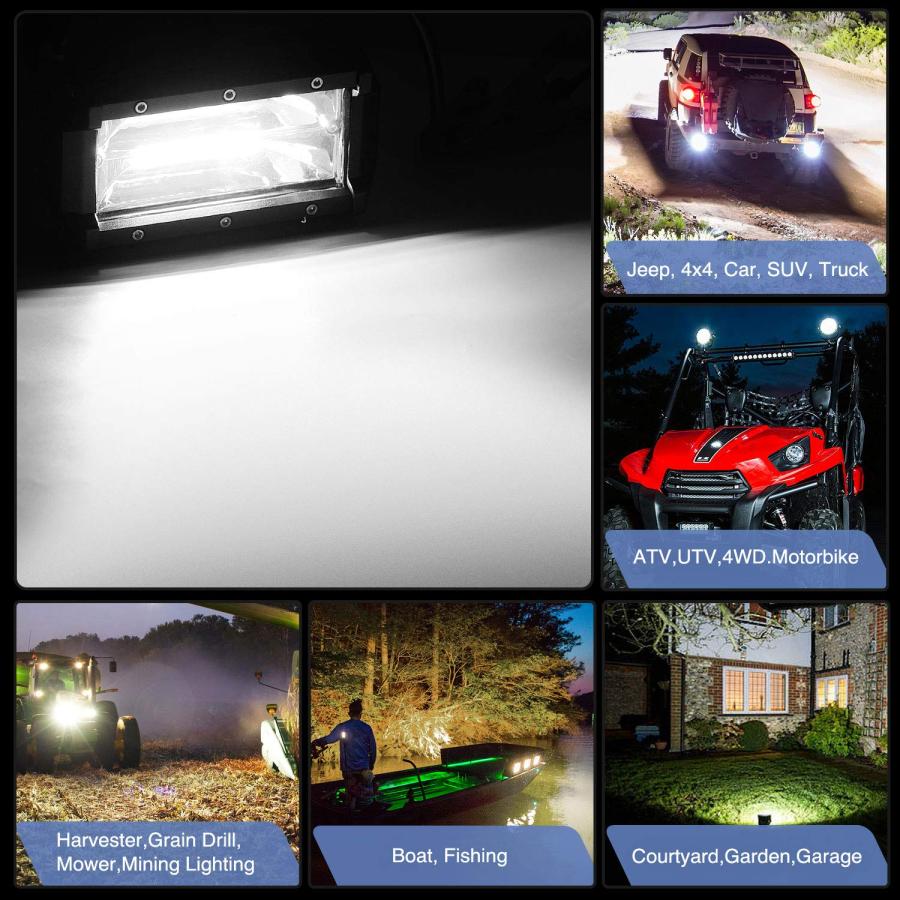 【並行輸入品】 Nilight 18001F B 2PCS 5Inch 72W Double Row Flood Bar 10800Lumens