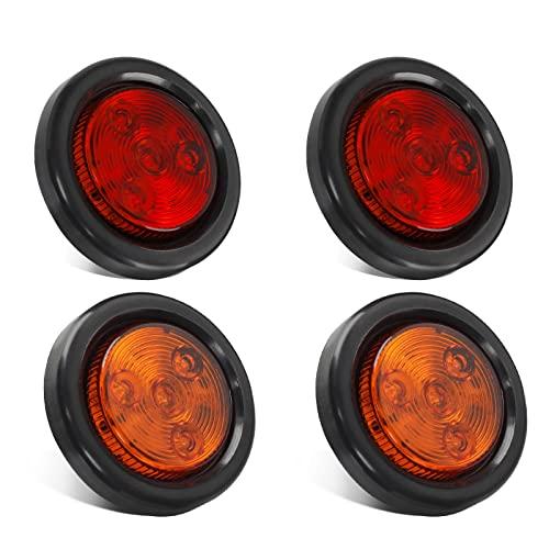 【並行輸入品】Partsam 4) 2インチラウンドLEDレッド/アンバークリアランス/サイドマーカーライトグロメットマウント、反射、2インチラ_1