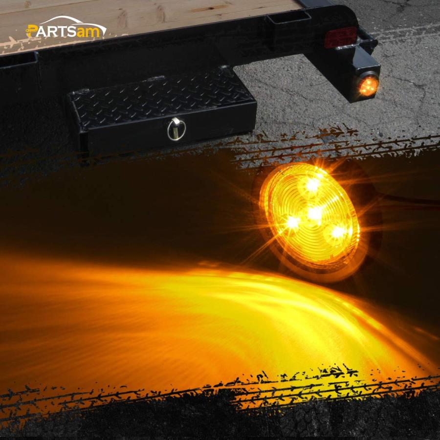 【並行輸入品】Partsam 4) 2インチラウンドLEDレッド/アンバークリアランス/サイドマーカーライトグロメットマウント、反射、2インチラ_3