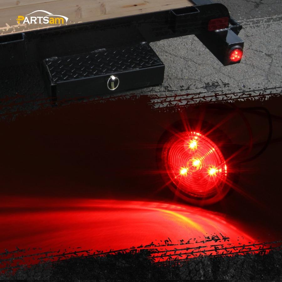 【並行輸入品】Partsam 4) 2インチラウンドLEDレッド/アンバークリアランス/サイドマーカーライトグロメットマウント、反射、2インチラ_6