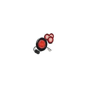 【並行輸入品】 TRUE MODS 4個 2.5インチ 12V レッド ラウンド LED クリアランスサイドマーカーライト DOT FMVSS_2