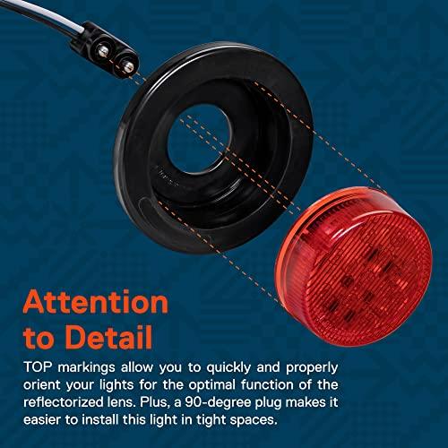 【並行輸入品】 TRUE MODS 4個 2.5インチ 12V レッド ラウンド LED クリアランスサイドマーカーライト DOT FMVSS_7