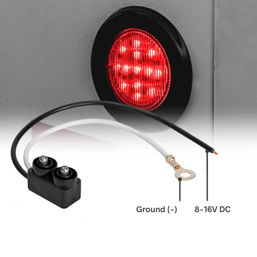 【並行輸入品】 TRUE MODS 4個 2.5インチ 12V レッド ラウンド LED クリアランスサイドマーカーライト DOT FMVSS_9