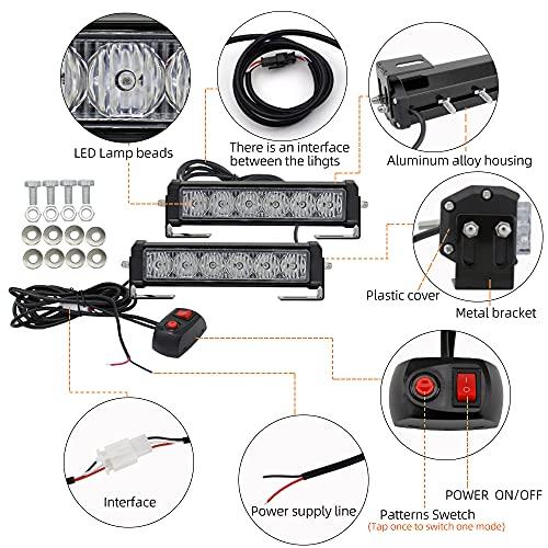 【並行輸入品】STDYSUN LED 緊急ストロボライトバー 2個 レッド ブルー ホワイト 2色 警告 ポリス グリル ライト バー 表面取り_7